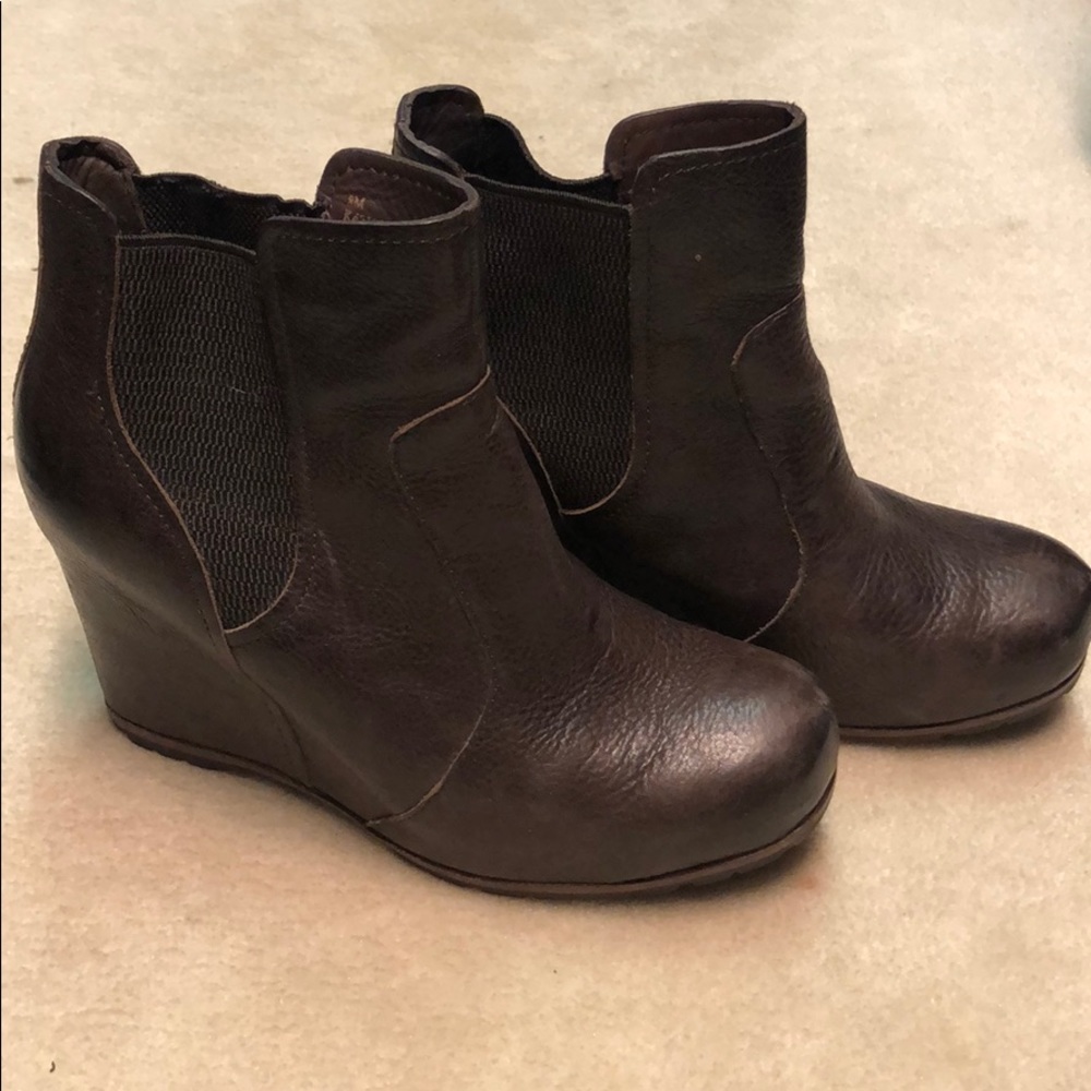 Kork-Ease brown leather platform booties